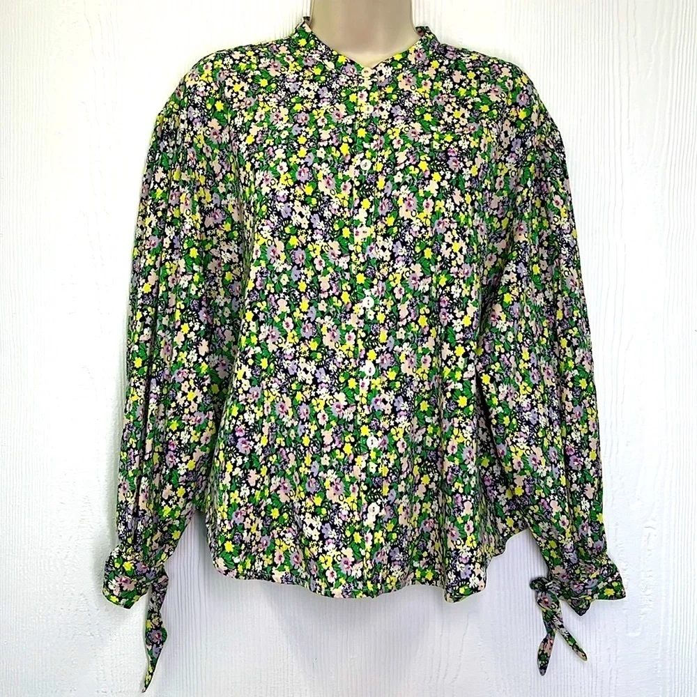 Anthropologie - Maeve Ashleigh Puff Sleeved Floral Button Down Blouse Size Small